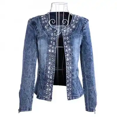 denim fitted jacket womens