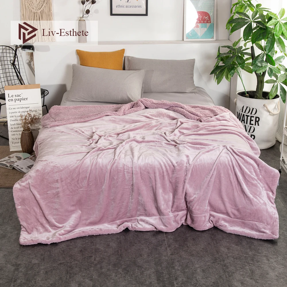 

Liv-Esthete 2019 Fashion Thick Sherpa Throw Blanket Weighted Flannel Blanket Queen King Adult All Season For Bed Or Couch 1PCS