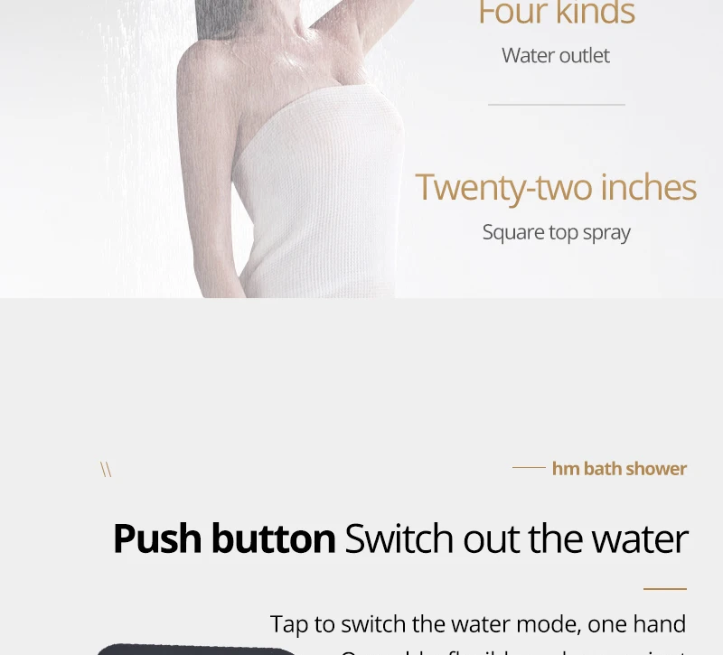 22Waterfall Rain Shower Sets Faucet Rotating Water Shower 4 Function Spa Waterfall Massage Bathroom Fixture Black Shower Set (14)