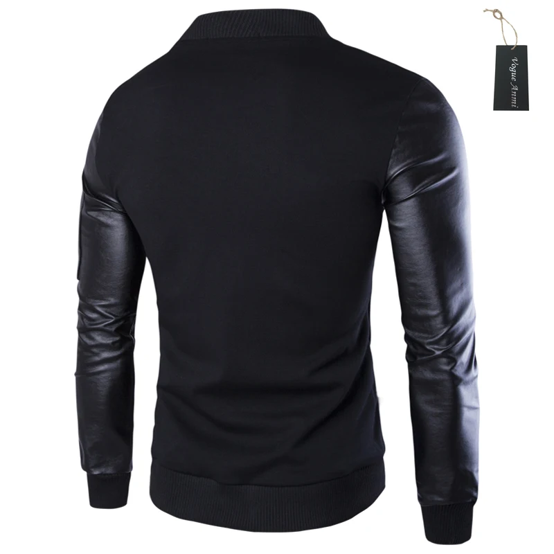 Vogue anmi Весте Homme Весна Slim Fit Повседневное High Street Куртки искусственная кожа рукав