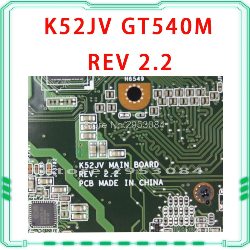  Hot selling For ASUS K52JV REV 2.2 PGA989 GT540M HM55 N12P-GS-A1 DDR3 VRAM Laptop motherboard K52JV