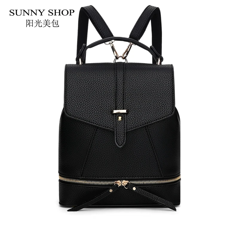 

SUNNY SHOP Preppy Style School Backpack 2 Different Sizes Lovers Backpack Fashion Unisex Leather Backpack School Bags Teenagers