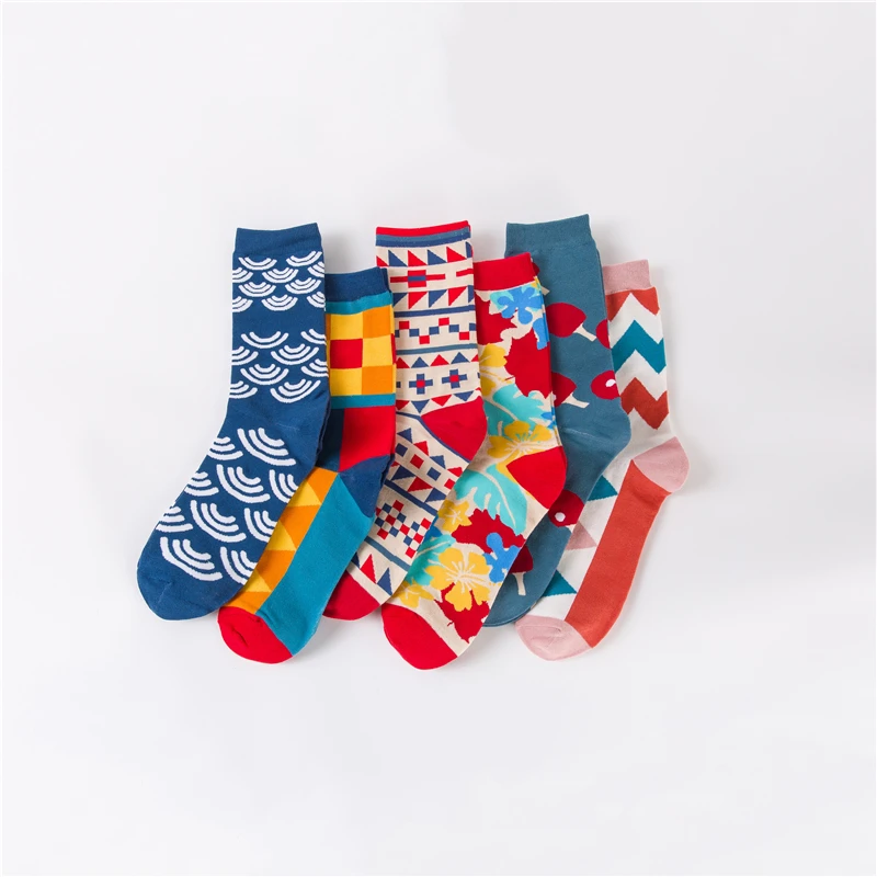 Moda Socmark брендовые носки для мужчин и женщин, настольный теннис, облака, геометрические узоры, счастливые носки, хлопковые мужские модные длинные забавные носки для мужчин