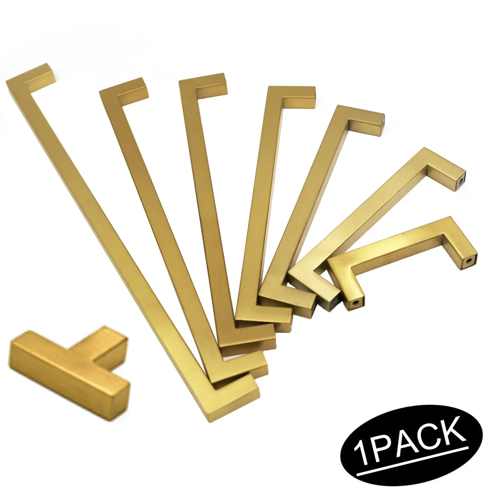 Gold Cabinet Knobs Brushed Brass Cabinet Handles Drawer Pulls 2 12 6 Furniture Hardware Cabinet Door
