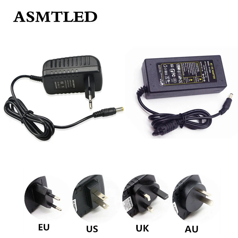 ASMT светодиодный адаптер питания для ЕС/США/Австралии/Великобритании зарядное устройство переменного тока 100-240 В в постоянный ток 12 В 1A 2A 3A 4A 5A 6A 7A 8A блок питания светодиодной ленты Розетка