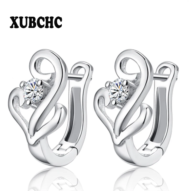

XUBCHC Tendy Style Irregular Love Flower White Silver Stud Earrings Simple AAAA Zircon Pearl Earring Fashion Jewelry for Women