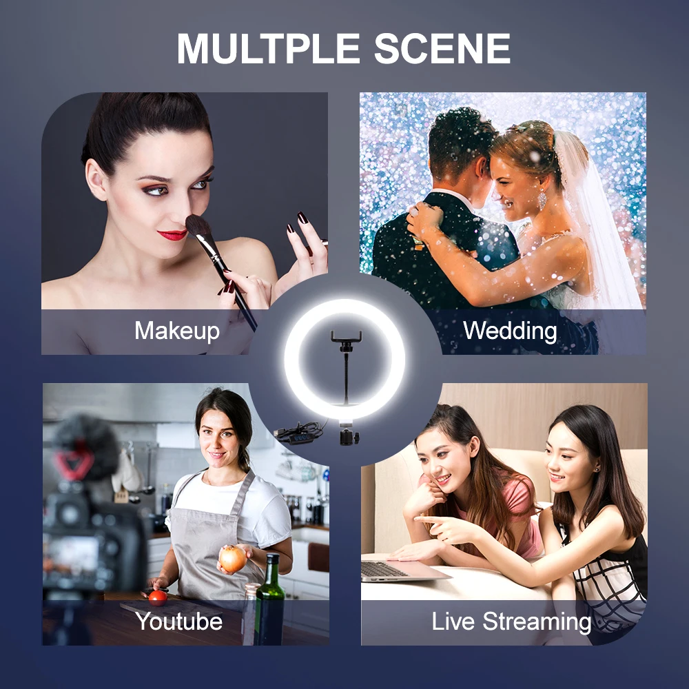 10 в светодиодный кольцевой светильник для селфи, видео, живой макияж с держателем для телефона, 2 м, светильник, подставка для фотографирования, заполняющий светильник ing