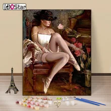 Картина маслом по номерам с балетной танцовщицей ручная роспись diy персонаж красивая картина маслом Декоративная живопись