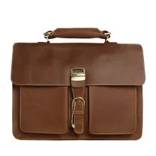 ROCKCOW Mens Brown Thick Leather 15 Laptop Bags Briefcase Tote Business Office Cases 1031