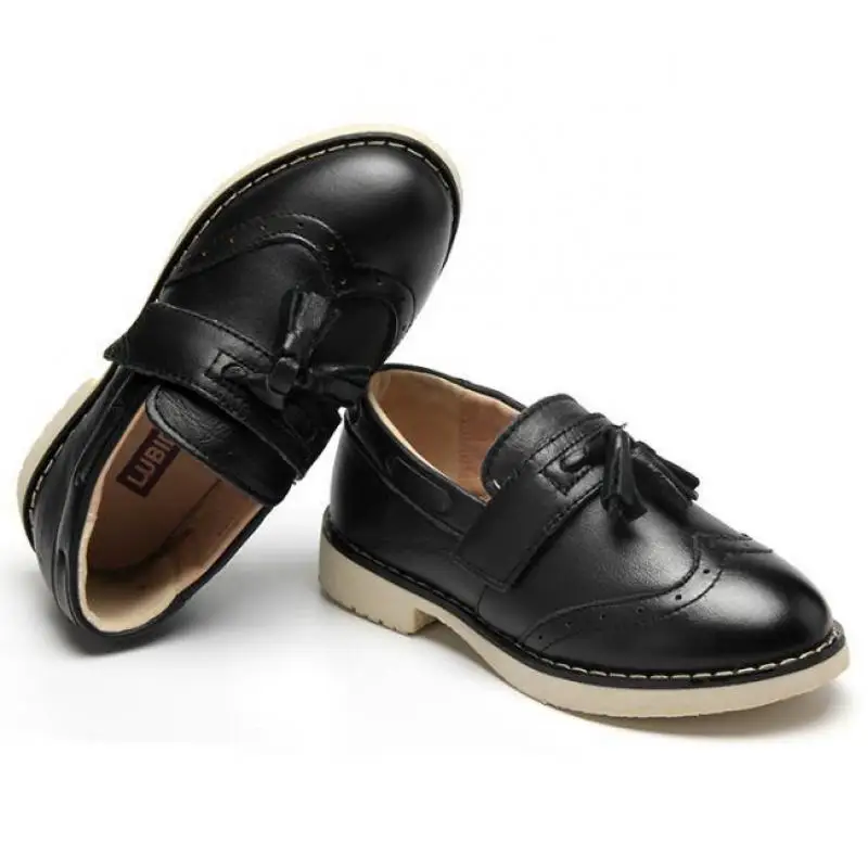 Boys Wedding Leather Shoes for Children Genuine Leather Dress School Shoes Kids Low-heel Oxford Shoes Rubber Sole Pigskin Inside