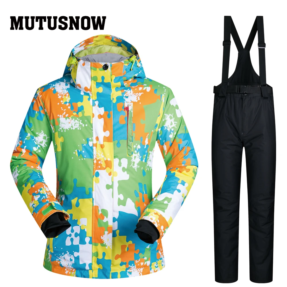 MUTUSNOW عالية الجودة الرجال بدلة تزلج الذكور في الهواء الطلق الثلوج السترات السراويل يندبروف ماء الجليد دعوى الشتاء سترات للتزلج الماركات