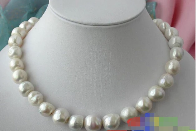 

p1201 WOW 17" 15MM WHITE BAROQUE FW CULTURED PEARL NECKLACE^^^@^Noble style Natural Fine jewe FREE SHIPPING