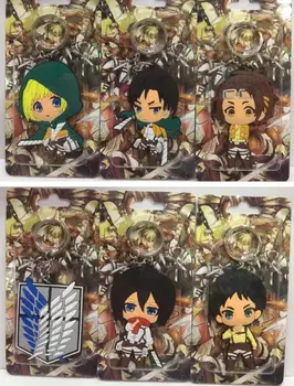 

Mix 50 pcs Cartoon Japanese anime Attack on Titan Double-sided PVC keychains Anime Keychain Gift B01
