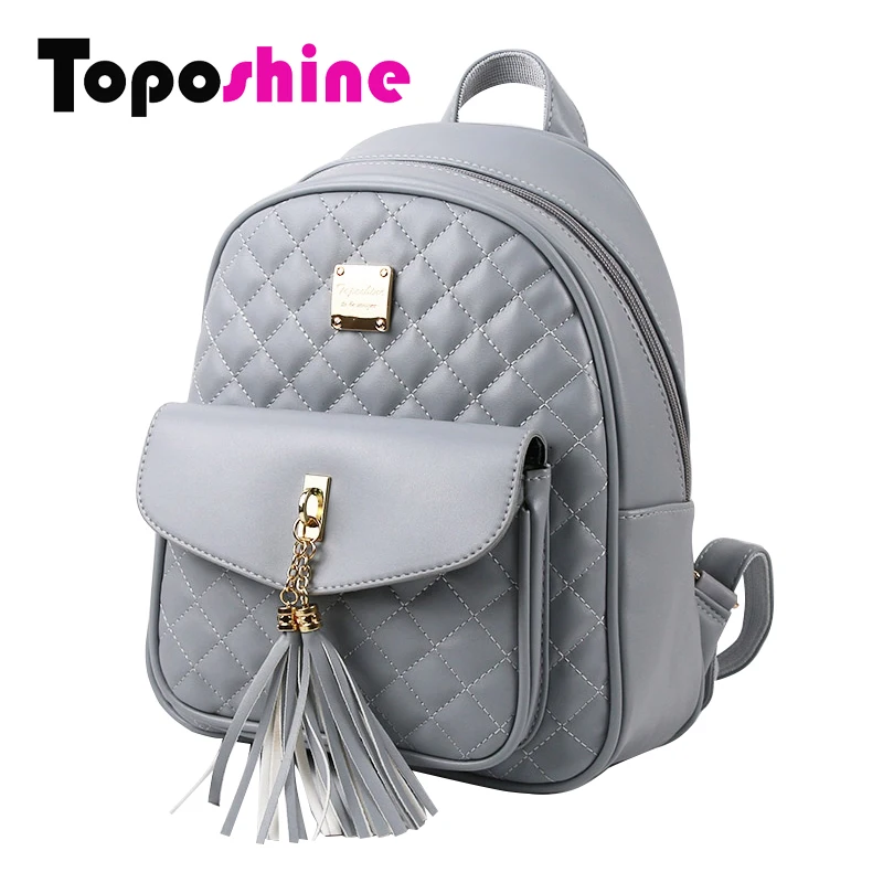 Toposhine 2017 Fashion Women Backpacks Black PU Leather Lady Backpacks Girls Backpacks Popular Cute Ladies School