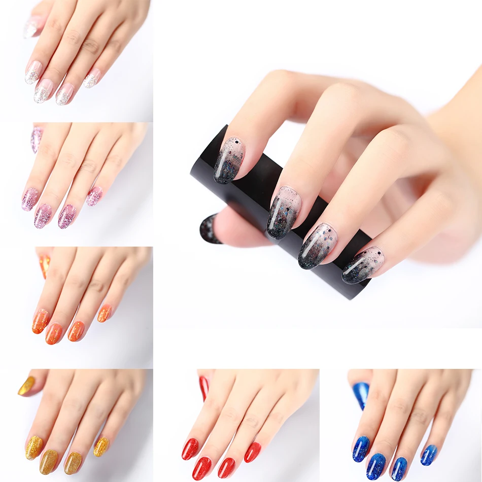 ROHWXY nuevo diamante brillante Gel esmalte de uñas 24 colores 10 ML UV Gel permanente brillo Gel pintura para uñas diseño de arte manicura ROHWXY nuevo diamante brillante Gel esmalte de uñas 24 colores 10 ML UV Gel permanente brillo Gel pintura para uñas diseño de arte manicura