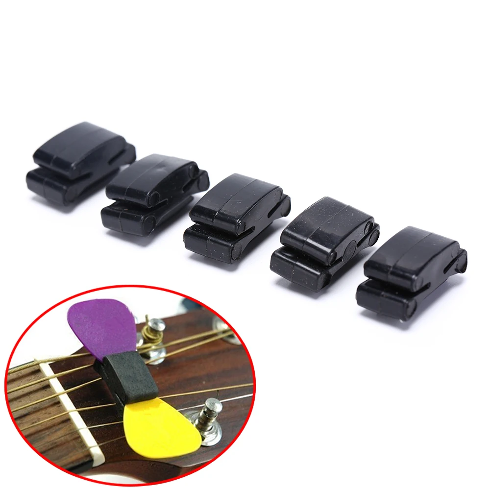 5 Pcs Black Rubber Guitar Pick Holder Fix On Headstock For Guitar Bass