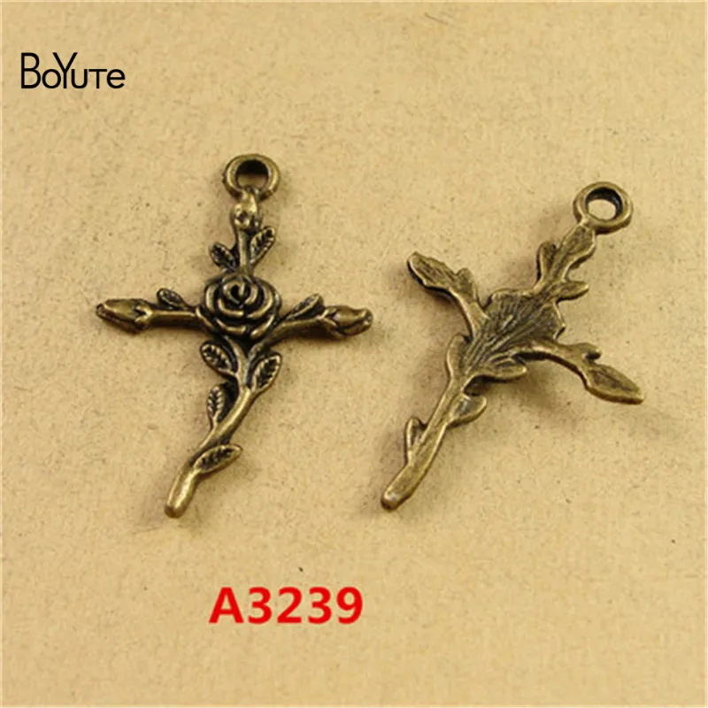 BoYuTe (50 Pieces/Lot) 35*24MM Antique Bronze Plated Metal Alloy Rose