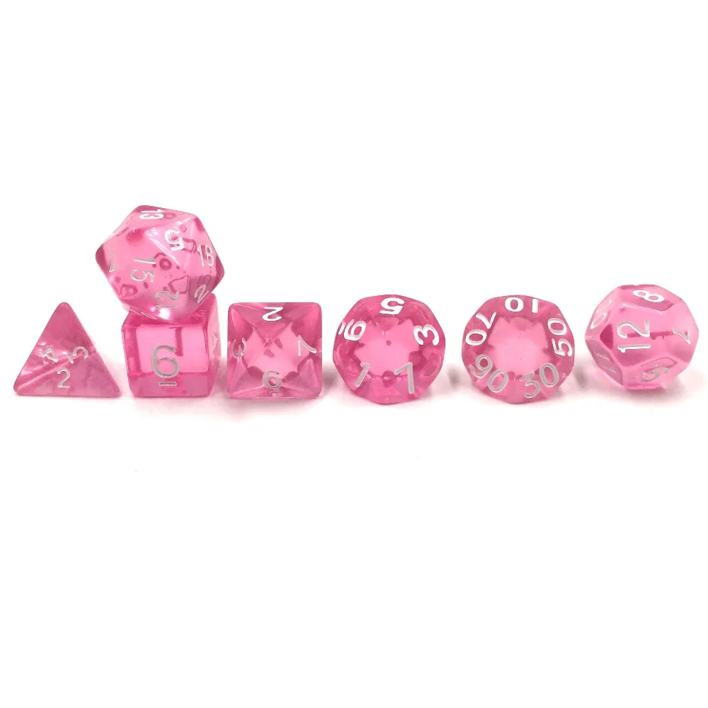 

Rollooo Dice Translucent Pink D4 D6 D8 D10 D% D12 D20 D&D Dungeons and Dragons Gift