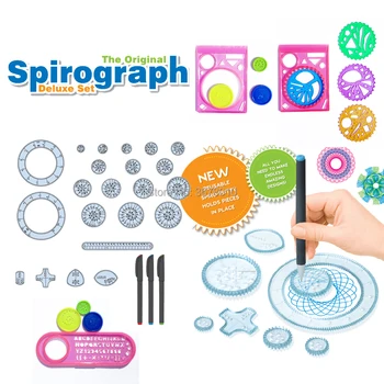 

Spiral Art Design Spirograph Drawing toys playset with more Accessories Interlocking Gears,Wheels Interchangeable frame pieces