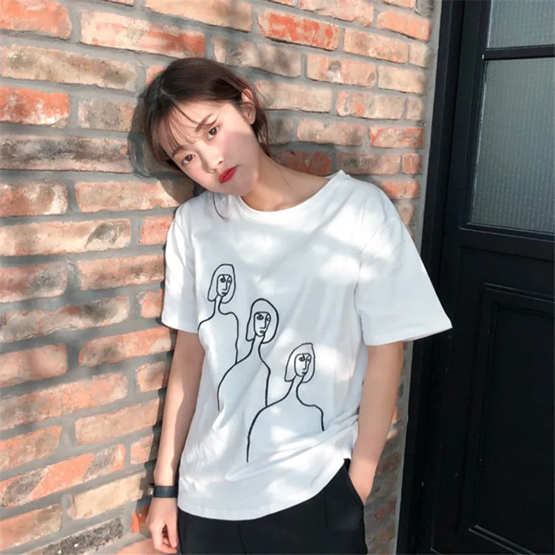 YouGeMan Spring Summer T-shirt Femme 2019 Korean Style Ulzzang Harajuku Bf Cartoon Lovely Short Sleeve T-shirts For Women Tees YouGeMan Spring Summer T-shirt Femme 2019 Korean Style Ulzzang Harajuku Bf Cartoon Lovely Short Sleeve T-shirts For Women Tees