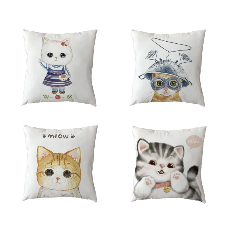 

Customized White Throw Pillow Cases Cat Speed Letter Home Bedroom Sofa Living Room Dormitory Children Gift Decor Cushion Cover