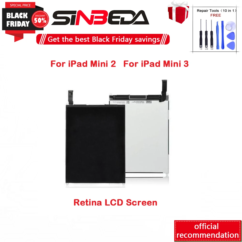 

Sinbeda 2048*1536 Display For iPad Mini 2/3 2nd/3rd A1489 A1490 A1491 7.9" LCD Display Retina Screen Replacement Pantalla Screen