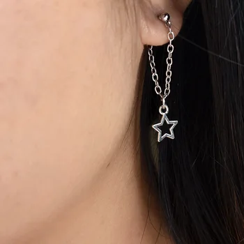 Chadestinty Simple Round Leaf Star Dangle Earrings For Women Tassel Chain Earring Ear Drops Jewelry Accessories