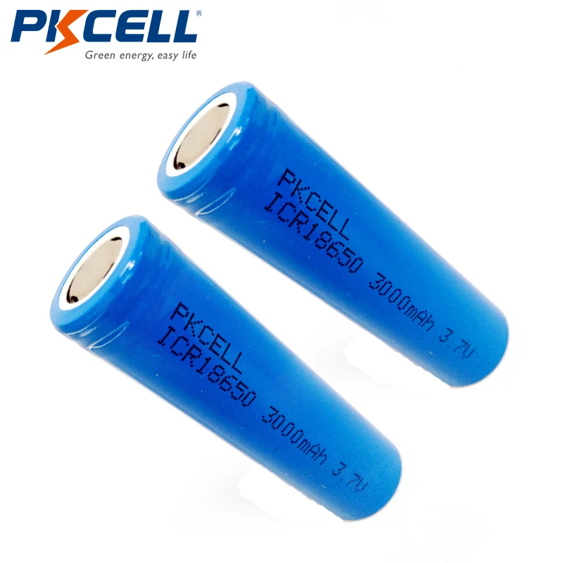 2PCS / PKCELL 3000mAh Емкость аккумулятора 3.7V 18650 литий ионная аккумуляторная батарея