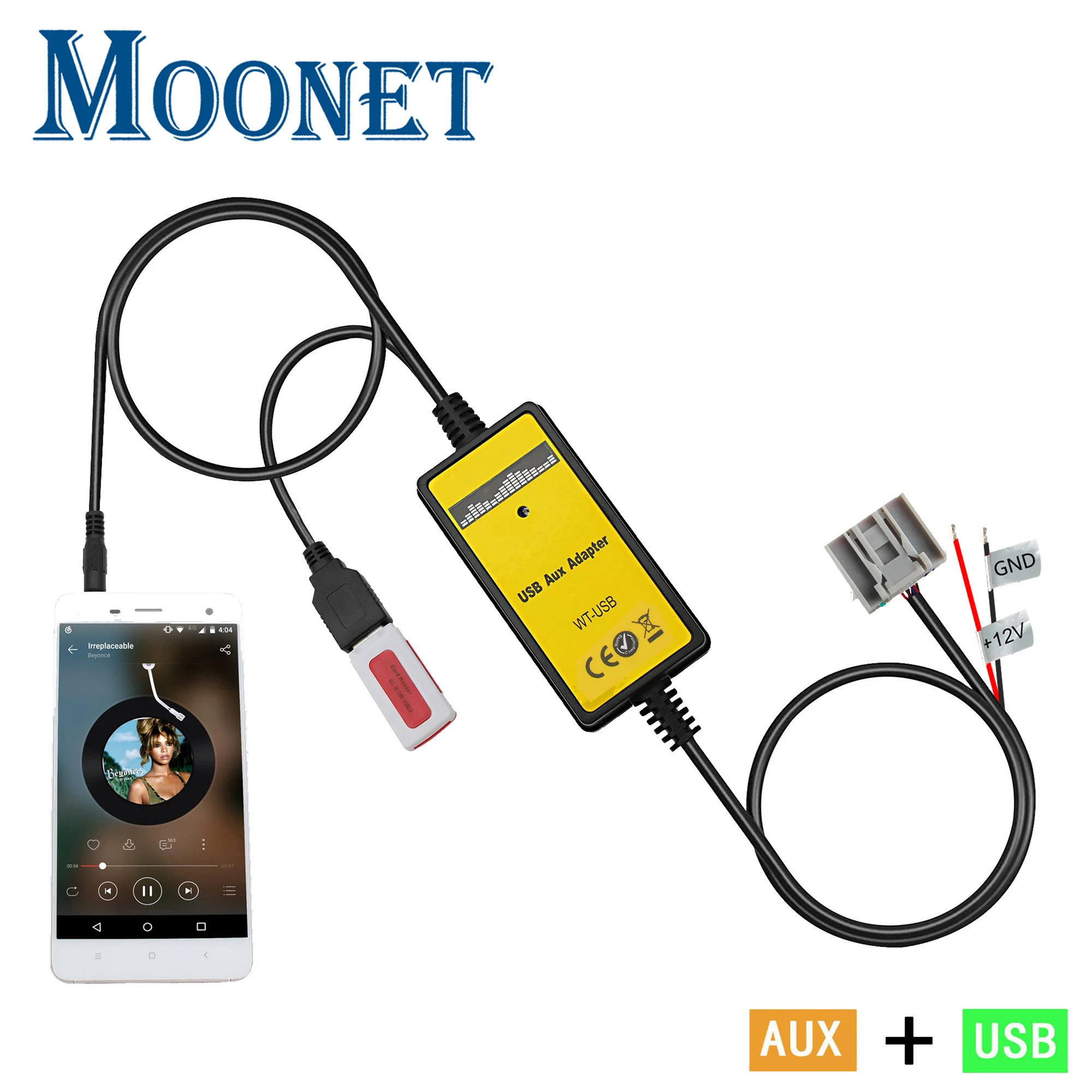 

Moonet Car Audio MP3 AUX USB Adapter 3.5mm AUX Interface CD Changer for Ford Focus, Edge, F150,F250,F350 QX502