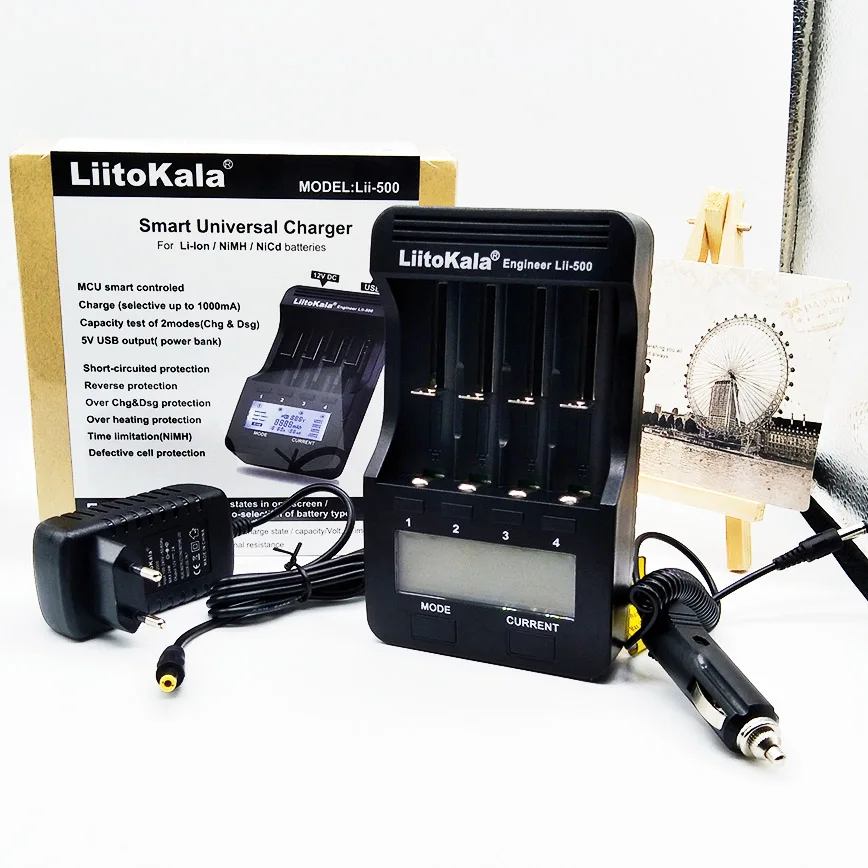 Liitokala lii-500 lcd 3,7 V/1,2 V AA/AAA 18650/26650/16340/14500/10440/18500 зарядное устройство с экраном lii500 - Цвет: lii500 whole package