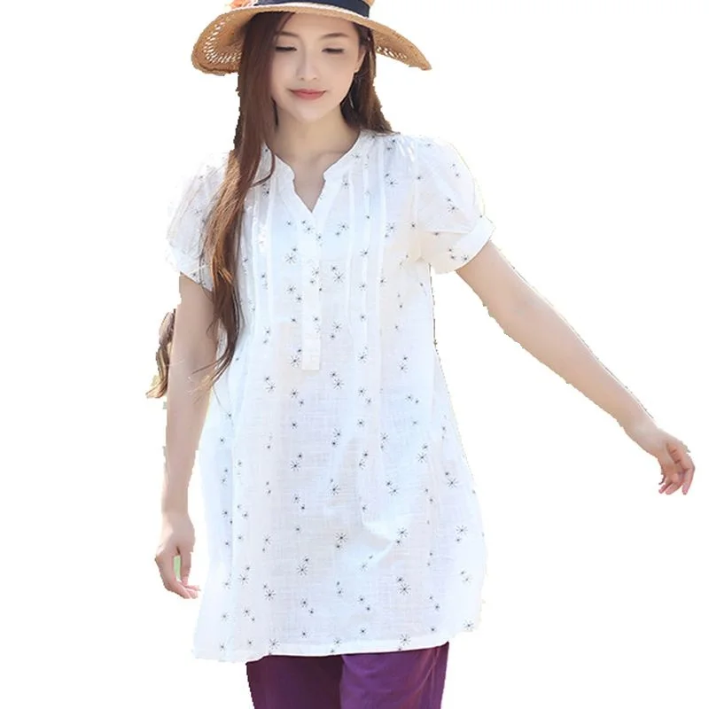white linen shirt womens short sleeve