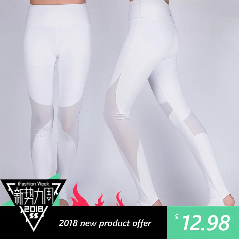 

2018 new white Yoga Pants Mallas Mujer Gym Running Tights Fitness Foot Women Sports Leggings
