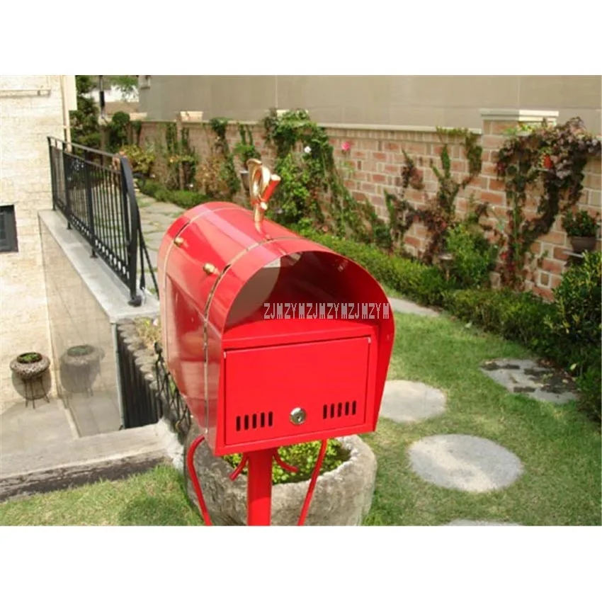 Красная стойка безопасности напольный почтовый ящик Вертикальный бар почтовый ящик металлический наружный почтовый ящик садовый парк газета почтовая коробка письмо коробка 12116