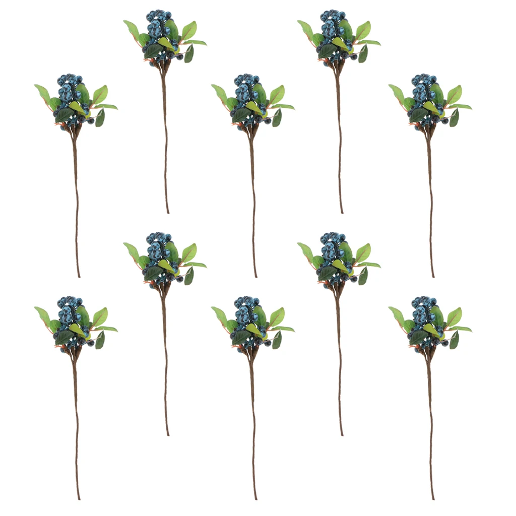 10 шт Декоративные черники фрукты Ягоды Искусственные растения с цветами для свадьбы украшения дома синий
