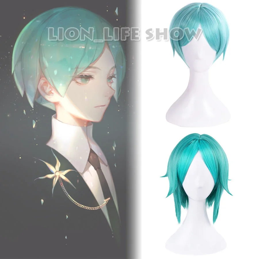 Парик для косплея аниме Houseki no Kuni Land of the lglitous Phosphophyllite зеленые короткие волосы 2
