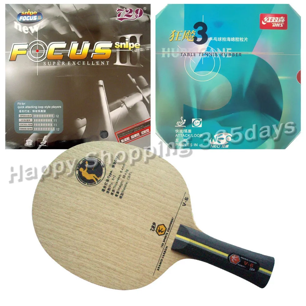 

Pro Table Tennis PingPong Combo Racket RITC729 V-6 with FOCUS III snipe and DHS NEO Hurricane 3
