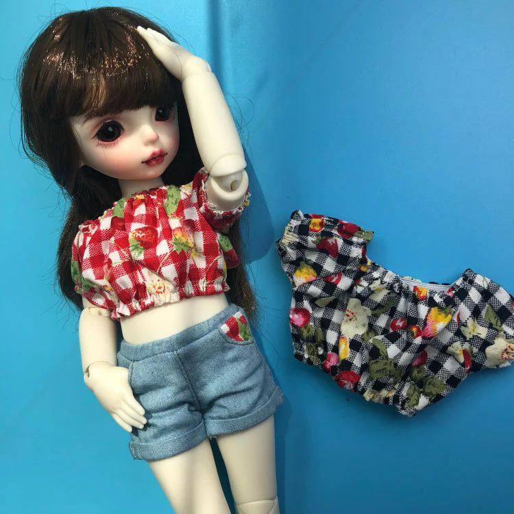 

B268 Blyth Doll clothes gift 1/6 dolls Accessories handmade Off-the-shoulder high-rise fluffy sleeve top 1pcs