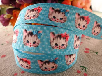 

17010165,New arrival 7/8" (22mm) 5 yards/lot cat animal printed grosgrain ribbons cartoon ribbon DIY hair bows