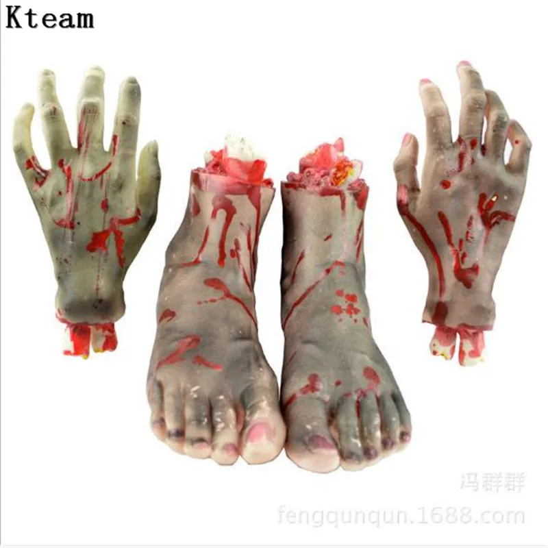 

2019 New Broken Finger Hand Foot Blood Horror Halloween Decoration Severed Bloody Limbs Hand Novelty Dead Broken Hand Gadgets