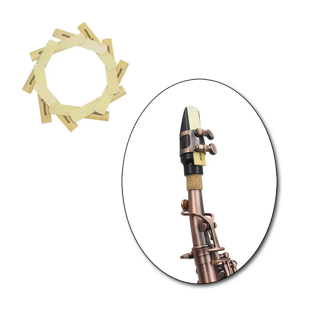 

High Quality ammoon 10pcs bB Soprano Saxophone Sax 2.5 2-1/2 Bamboo Reeds Set Accessory Part Saxophone Parts
