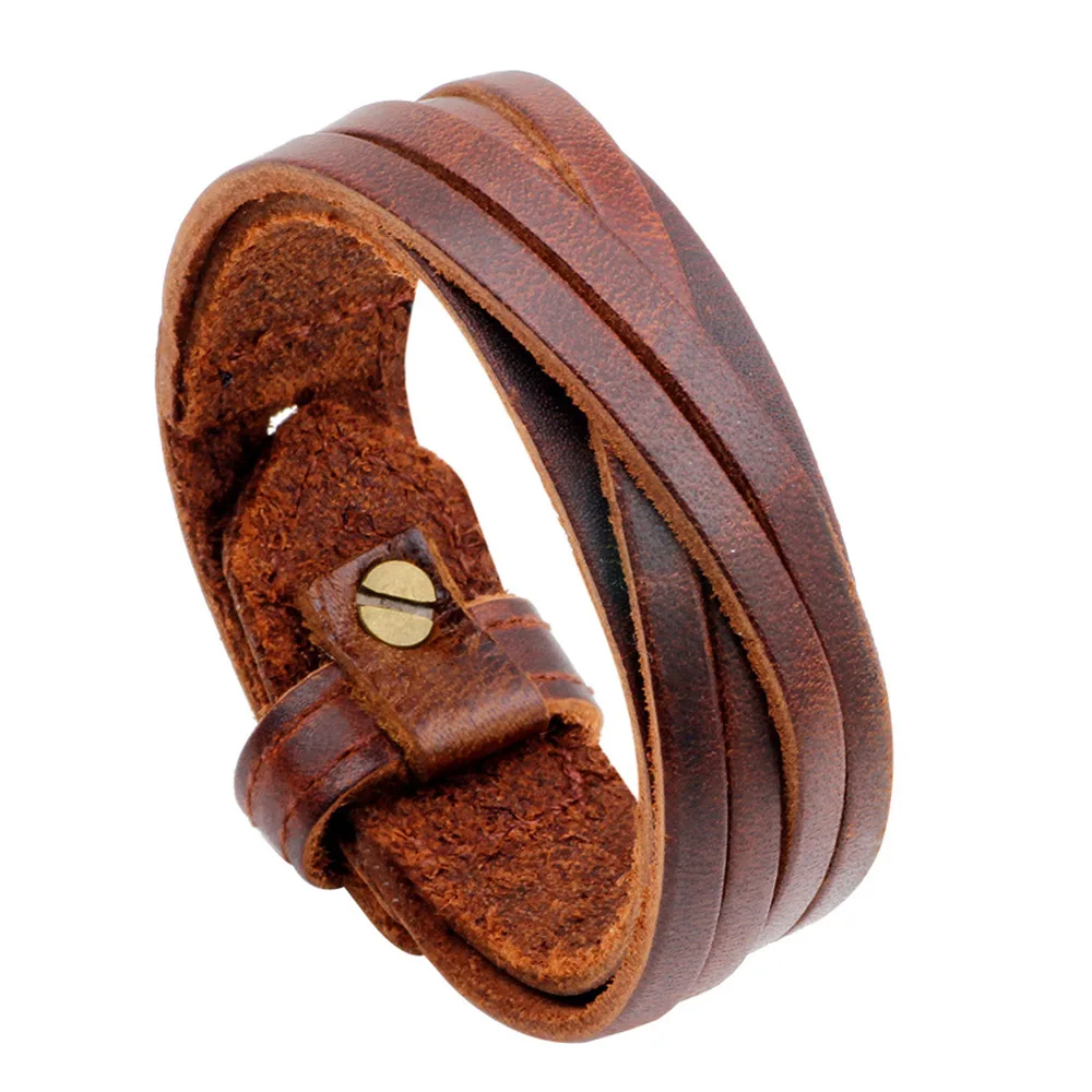 Punk Genuine Leather Bracelet With Belt Buckle Adjustable Fashion Women