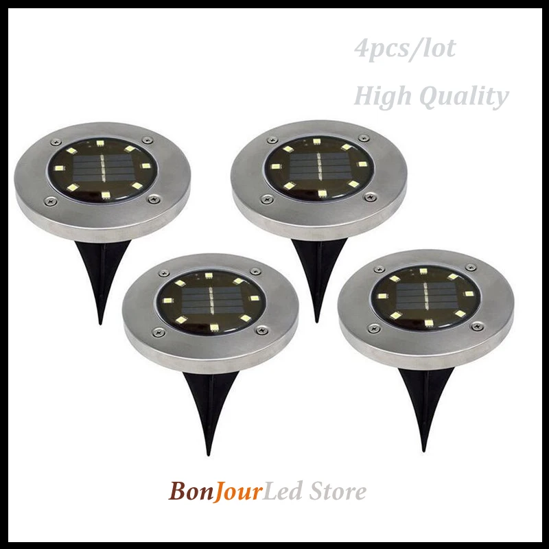 

4pcs/lot Free Shipping Solar Power 8 LED Garden Lawn Lamp Outdoor Landscape Pathway Ground Light