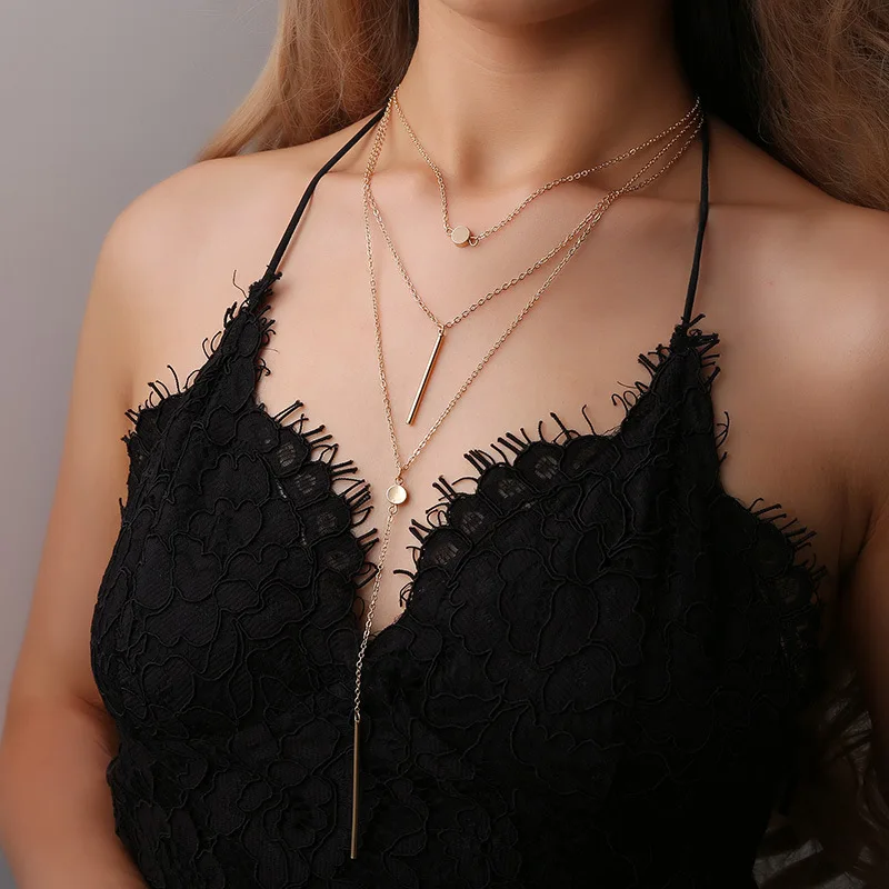 

Beauty Charm Women Necklace Jewelry Stainless Steel Choker Three Heart Pendant Chain Necklace Fantastic Torque Ornaments Chokers