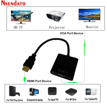 

HDMI To VGA Cable Adapter Digital to Analog With Audio Micro USB Cables HDMI VGA Converter For XBOX 360 PS3/4 HDTV PC DVD TV Box