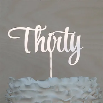 

Thirty 30 Birthday Cake Topper 30th Birthday Cake Decoration Rose Gold Mirror Acrylic Wooden Cake Topper