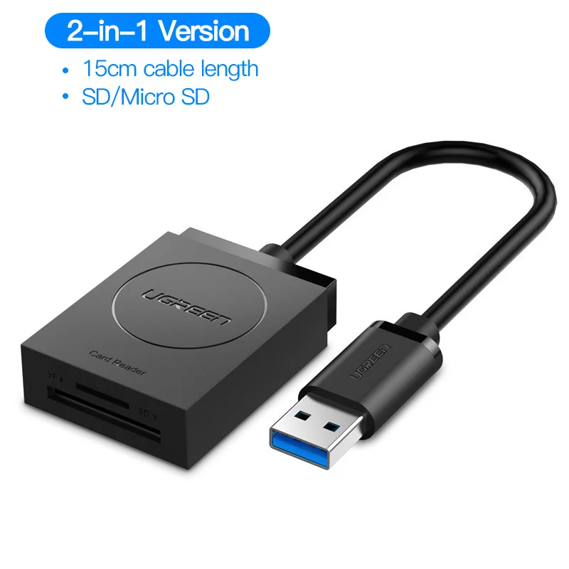 Ugreen кард-ридер USB 3,0 все в одном SD/Micro SD/TF/CF/MS Compact Flash смарт-карта памяти Адаптер Тип C OTG SD кард-ридер - Цвет: 15cm 2-in-1