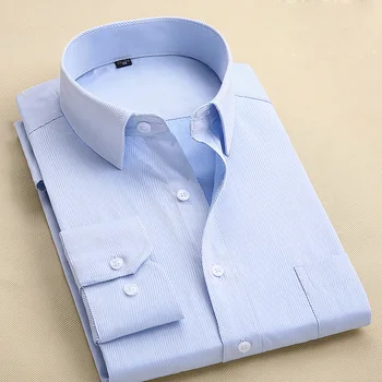 

2019 New Spring Long Sleeve Men Shirts Green Pure Color Twill Business Casual Shirts Male Fashion Collar Formal Dress Shirts