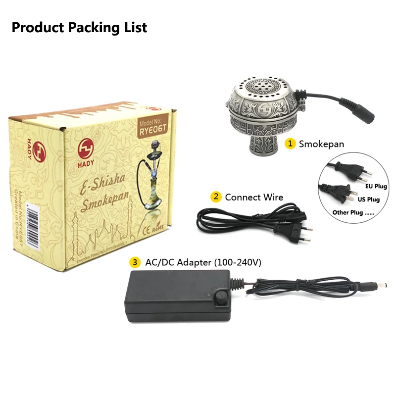 Hookah Accessories Hookah Set LOMINT Large Size Multifunctional Metal E-Shisha Smokepan Electronic Tobacco Bowl & Ceramic Charcoal