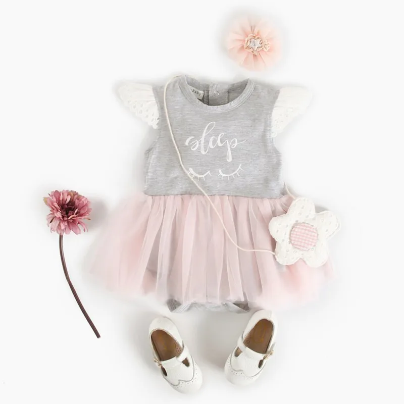 

Newborn Baby Toddler Girl Princess Angel Mesh Romper Costume for baby girls Birthday Clothes jumpsuit 2019 Summer Girls Clother