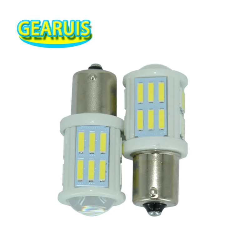 

2pcs Good quality S25 1156 BA15S Ceramic 27 SMD 7014 7020 LED bulb White Red lamp auto Turn signal lights rear light 12V 24V